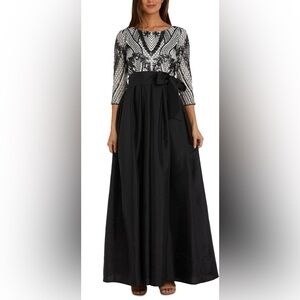 R & M Richard’s Sequined-Bodice Bow-Front Taffeta Gown Sz 12